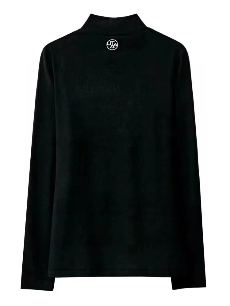 

South Korea UTAA Golf Jacket 22 Autumn Golf Women Stand Collar Font Slim Body Warm Long Sleeve T-shirt Winter