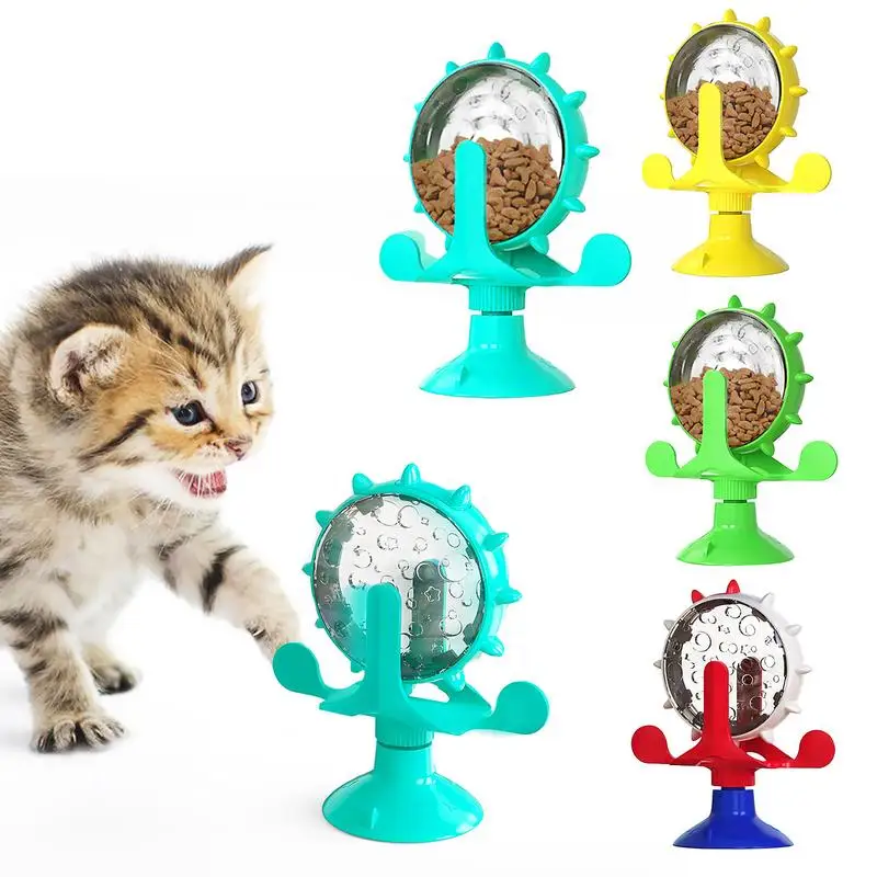 

Pet Cat Leaking Toys Food Dispenser Toys With 360 Rotatable Wheel Ferris Wheel Shape Food-Dispensing Toys For Kitten Cat And Dog