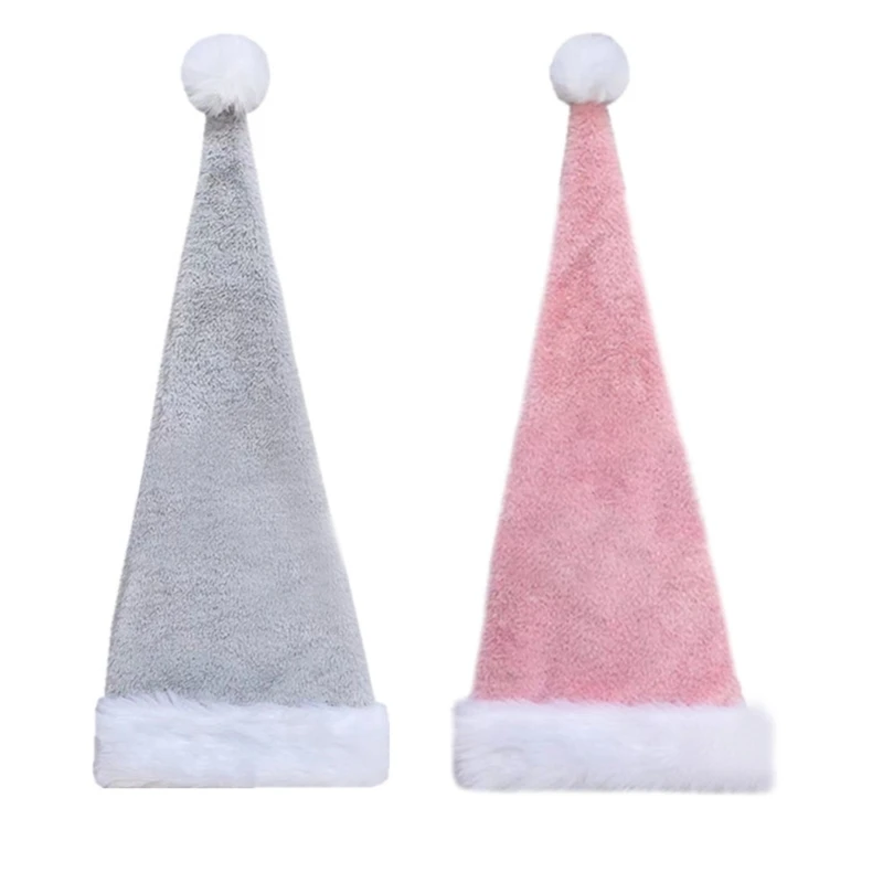

28TF Long Christmas Hat Plush Santa Hat Christmas Party Hat Navidad Props New Year
