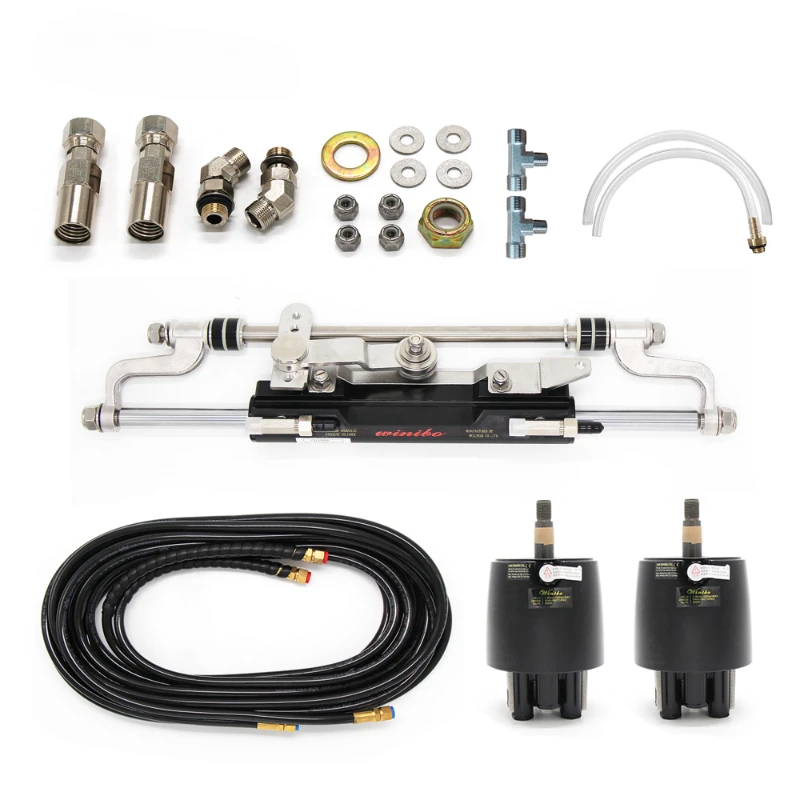 

Winibo Dual Pump Hydraulic Steering System For 300HP Outboard With T-connector And Tubes ZA0350