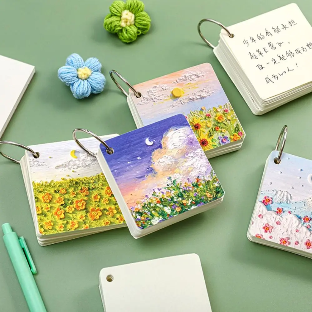 

Iron Ring Landscape Office Supplies Student Stationery Oil Painting Message Notes Note Paper Message Book Memo Pad