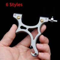 titanium alloy slingshot crooked handle clip ball clip free flat leather catapult bow manual portable pocket slingshot catapult