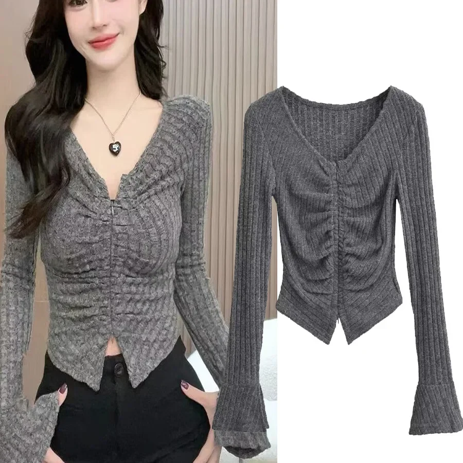 SAW Independent Station Slim Fit Вязаный топ с v-образным вырезом Pure Desire Эстетический