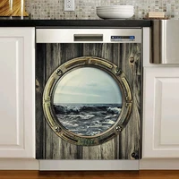 underwater sea dishwasher magnet kitchen decorrusty wood porthole dishwasher cover3d porthole window fridge magnetic refrigera