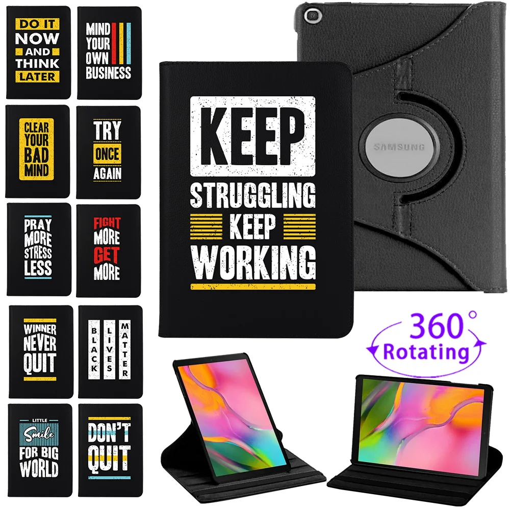 

360 Rotating Tablet Stand Case for Samsung Galaxy Tab A8 10.5/Tab A7 10.4/A 10.1/Tab S6 Lite 10.4 Phrase Pattern Series Cover
