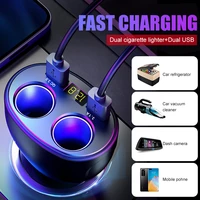 car charger 4 in 1 with dual usb output 3 1a fast charging dual cigarette lighter voltmeter car charger adapter for iphone xr xs