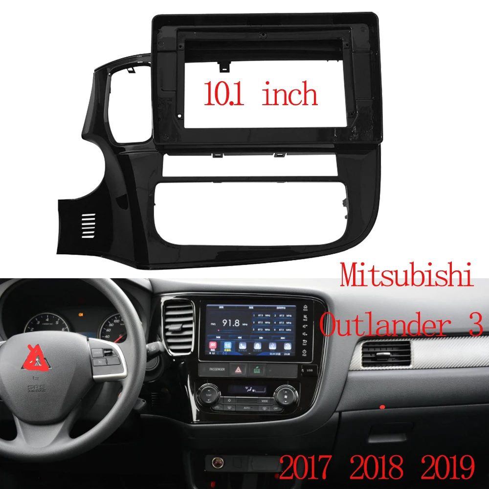 

2 din car dvd frame audio mounting adapter dash trimming panel nine inches for mitsubishi outlander 3 2017-2019 double din