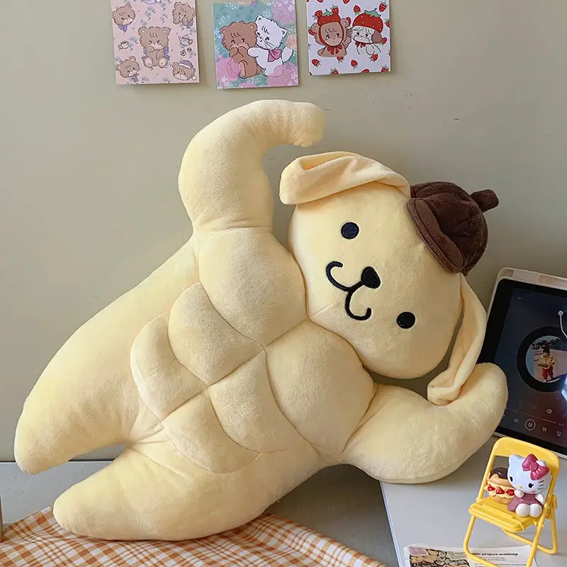 

Забавная Подушка-бойфренд Sanrio 58 см, помпон для мышц живота, пуриновая подушка для маленькой желтой собаки, плюшевая кукла, Рождественский подарок