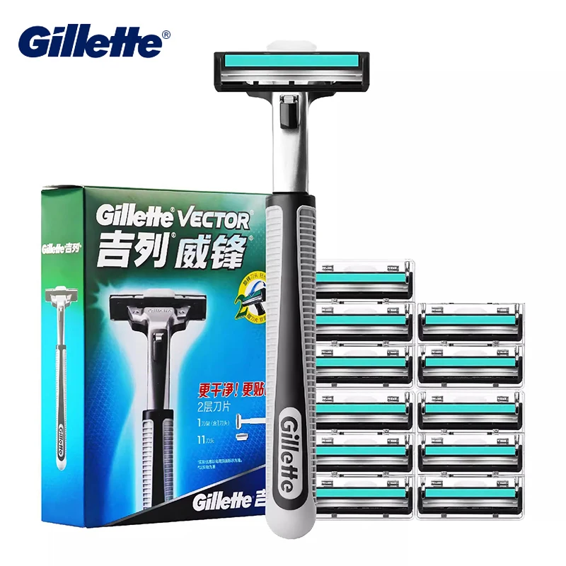Фото Мужская бритва Gillette Vector 2, 2 слоя, острые лезвия для бритья, гладкая мужская бритва для лица, стрижка бороды, сменные картриджи для бритвы №1