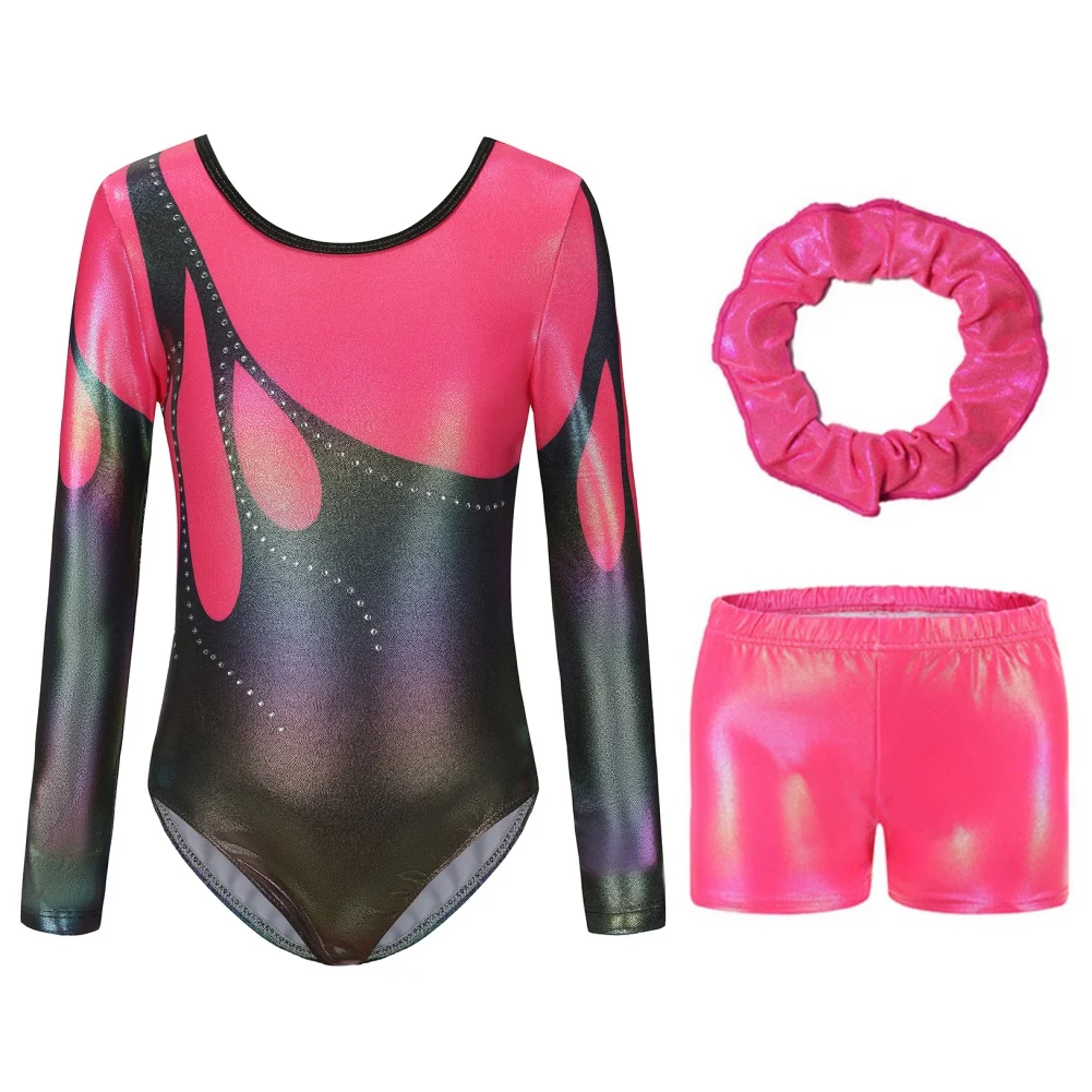 

Kids Girls' Gymnastics Clothing For 5-12Y Dance Leotards Long Sleeved Ballet Skin-tight Garment Sparkly Tumbling Dance Wear Sets