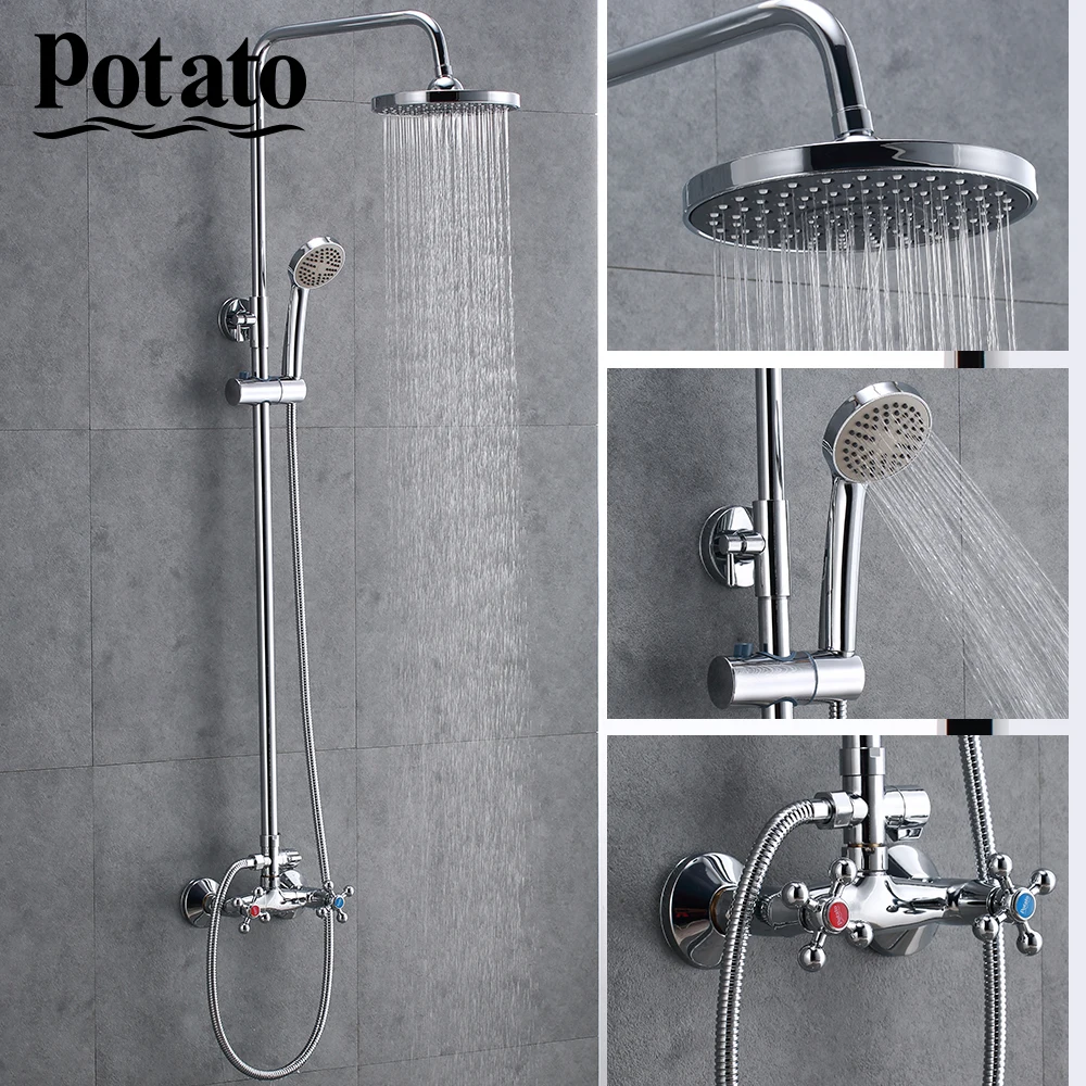 

Potato Bathroom Shower Faucets Top Quality Contemporary Rainfall Shower Head Shower Faucet Set Shower System p3561