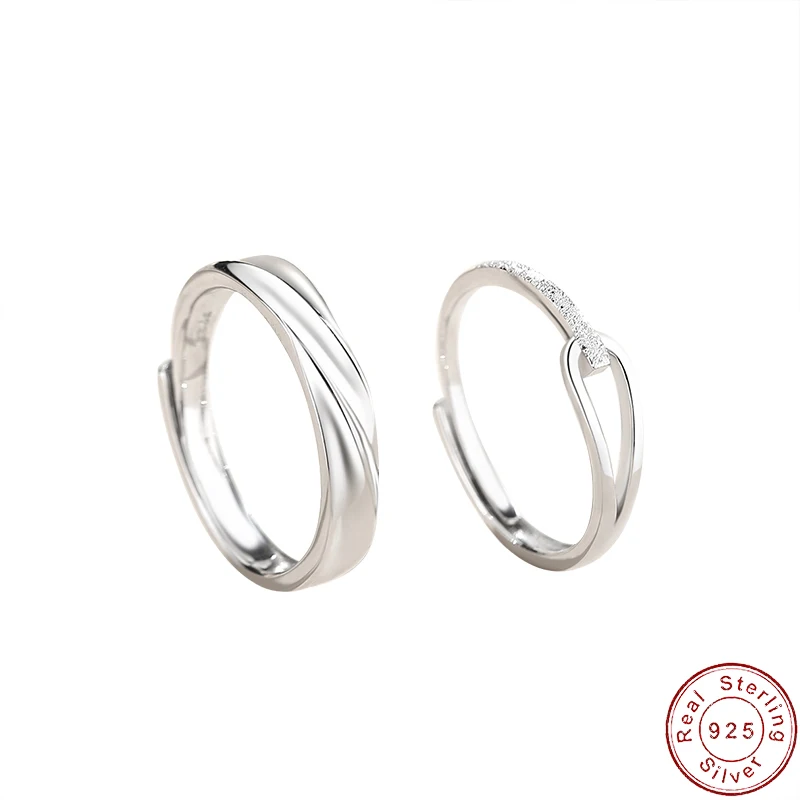

European New Fine S925 Sterling Silver Couple Open Ring For Women Birthday Gift Jewelry new