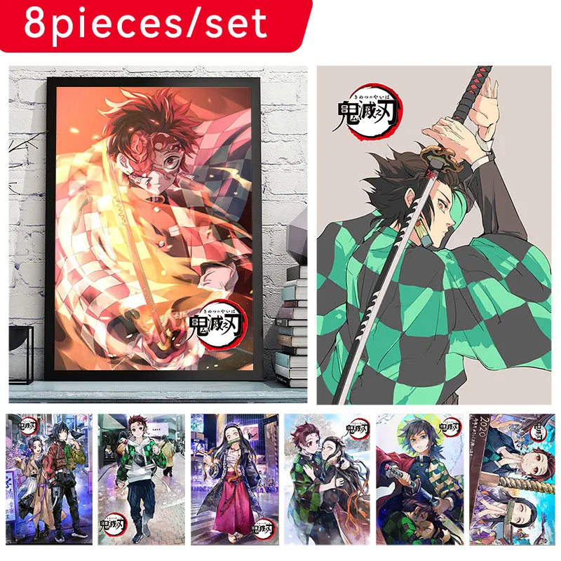 

Demon Slayer Anime Posters Decorative Pictures For Living And Dining Room White Poster Home Decoration Accessories Wall Stickers