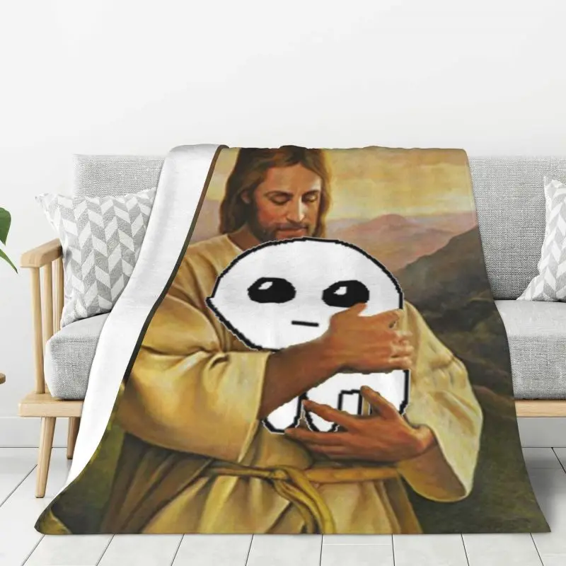 Мягкое Флисовое одеяло с Иисусом для проведения аутизма Осеннее теплое