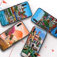 oia santorini greece church hand painted phone case for samsung a51 a30s a52 a71 a12 for huawei honor 10i for oppo vivo y11