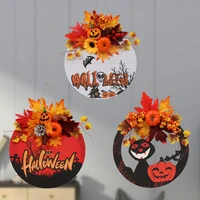 hanging sign high simulation ornamental lightweight fall harvest pumpkin maple leave wooden wreath for home