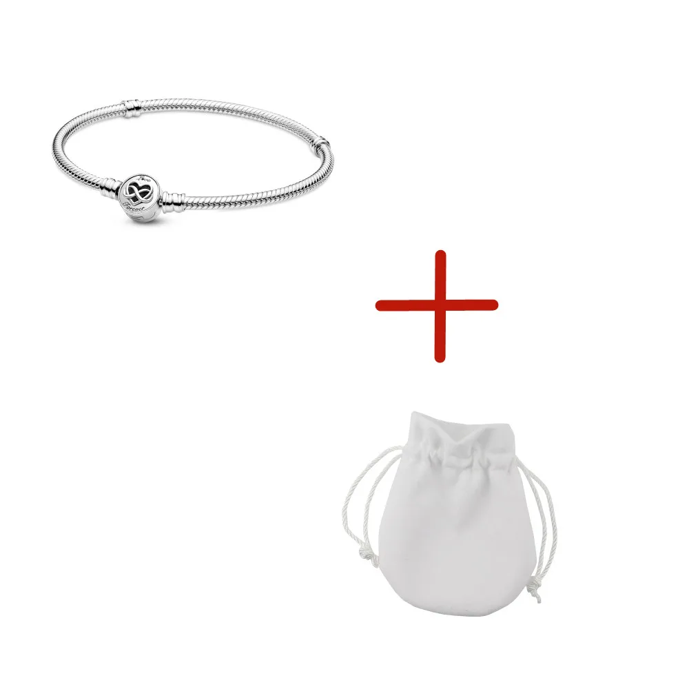 PANDORA – Bracelet chaîne serpent pour femmes, fermoir coeur infini, bijoux tendance, cadeau d'anniversaire, de saint valentin