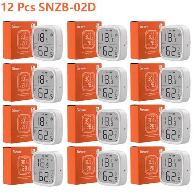 

SONOFF SNZB-02D Интеллектуальный датчик температуры и влажности Zigbee с ЖК-дисплеем для мониторинга домашнего использования в реальном времени с ЖК-экраном