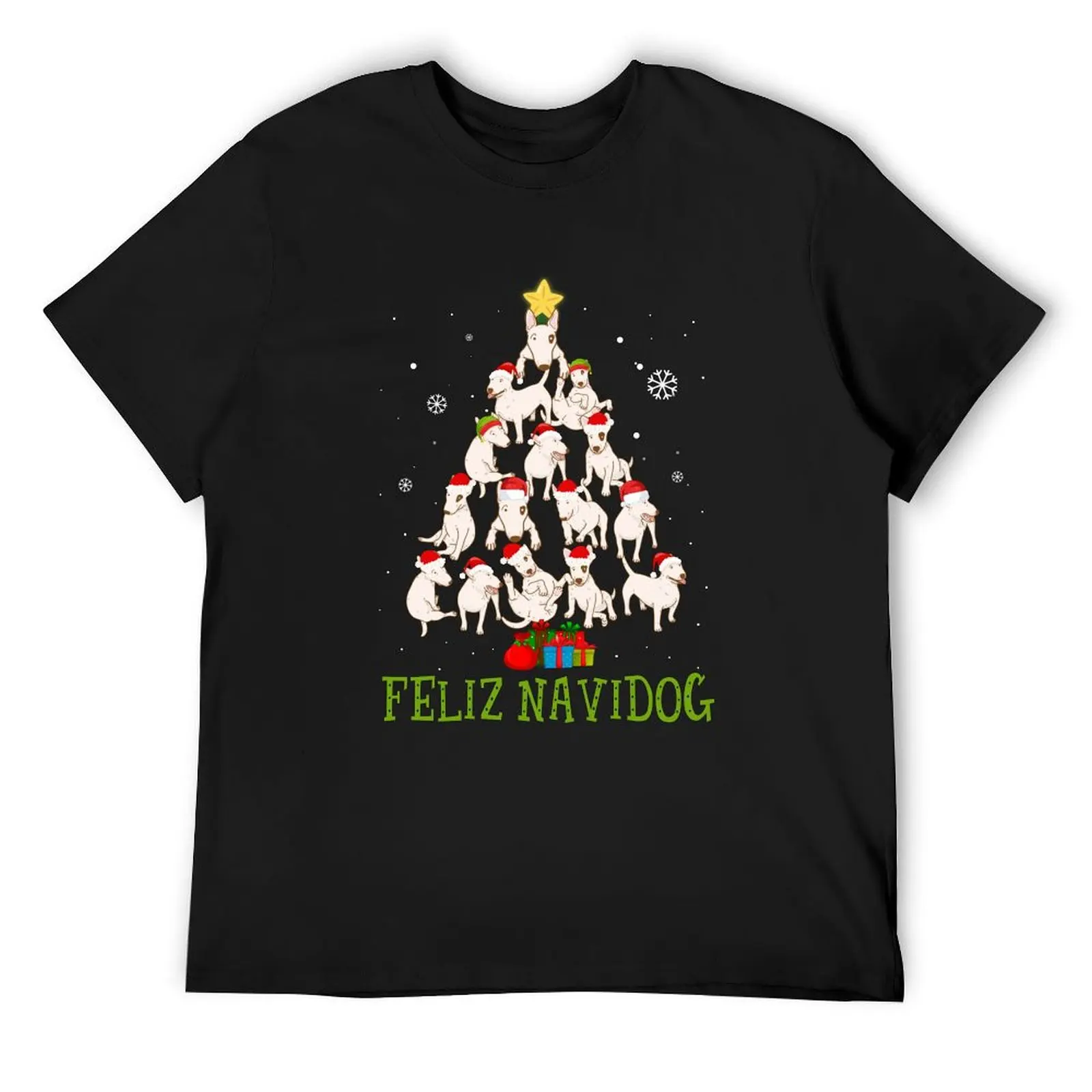 Футболка Feliz Navidog Merry Christmas Dog Bull Terrier для любителей собак топы мужская хлопковая