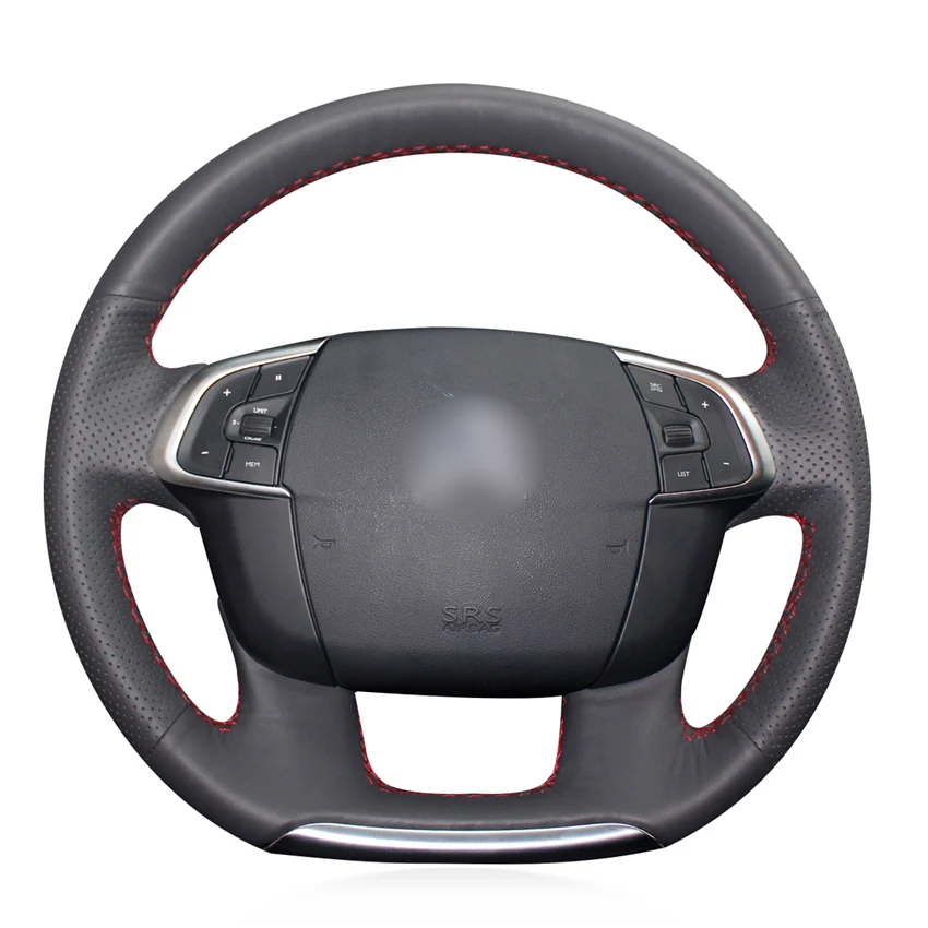 

DIY Hand-stitched Non-slip Durable Black Leather Car Steering Wheel Cover For Citroen C4 C4L 2011-2015 DS4