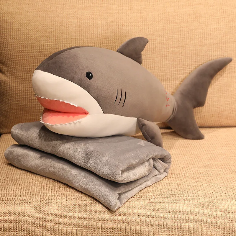 

Cartoon shark toy Animal Cushion Stuffed Plush Toy Sleeping Pillow Gift For Girlfriend's Children add blanket