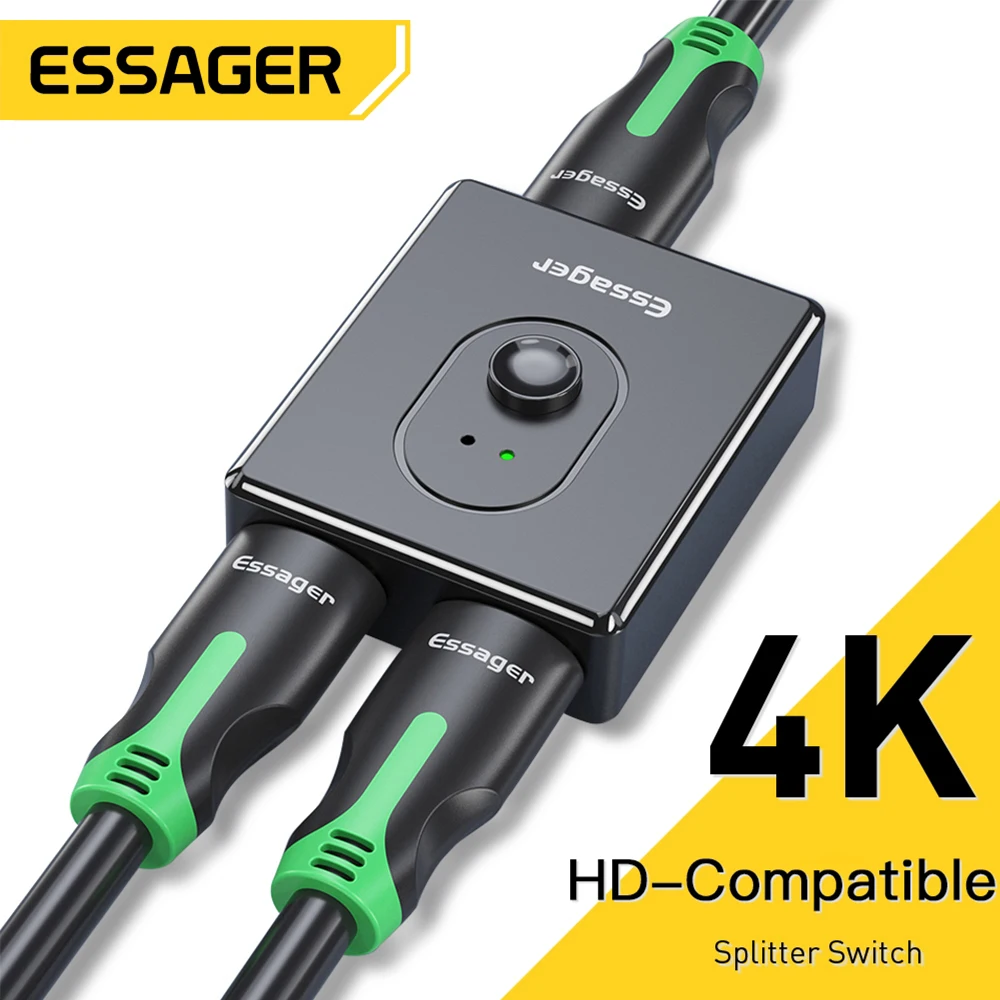 

Essager HD-Compatible Bi-Direction Splitter Switch 4K HD-Compatible Switch 1x2/2x1 Adapter Switcher 2 In 1 Out for PS5 TV Box