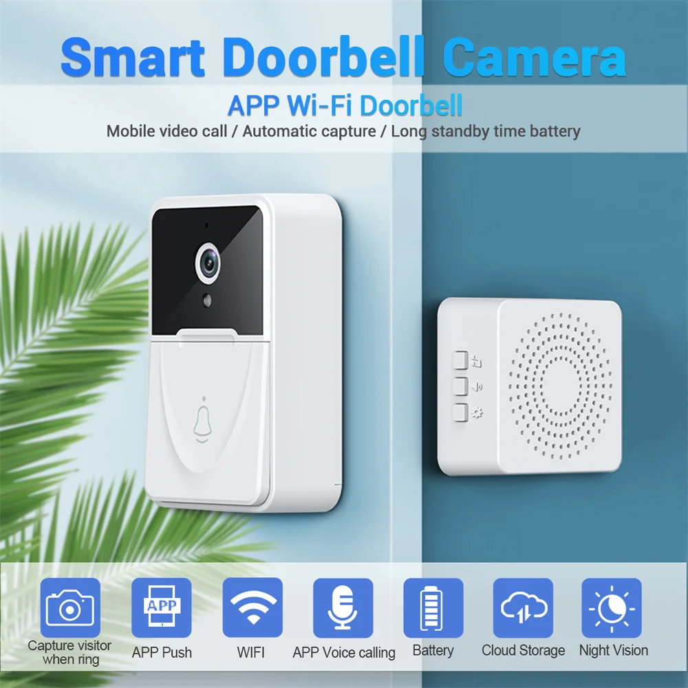 ESCAM X3 Wireless WIFI Doorbell 3Days Free Cloud Storage Intercom Video Door Phone With USB Indoor Chime  Build-in Battery