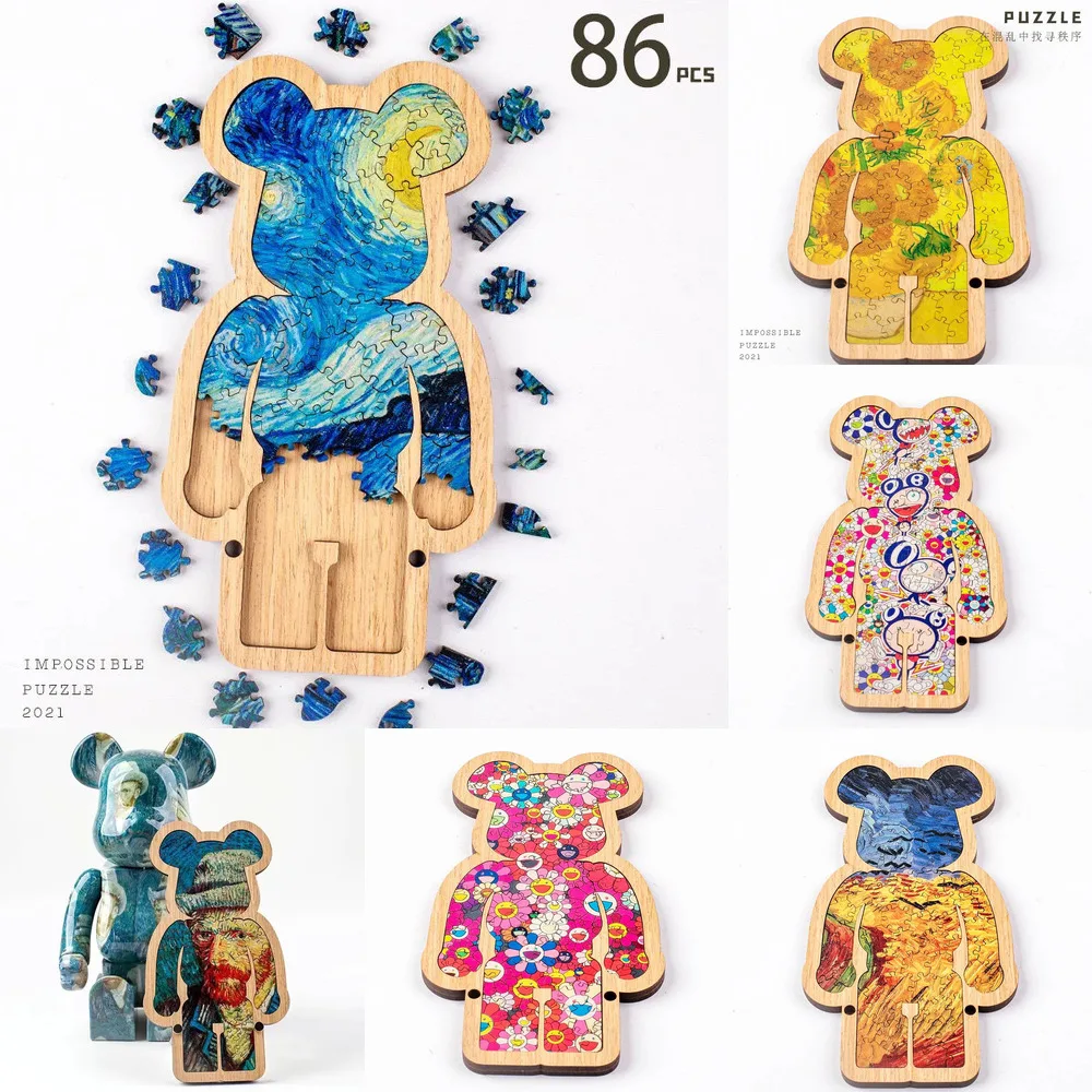 

Деревянные пазлы Bearbricklys, Картина Ван Гога маслом, пазлы для взрослых и детей, своими руками, пазл, творческие игрушки
