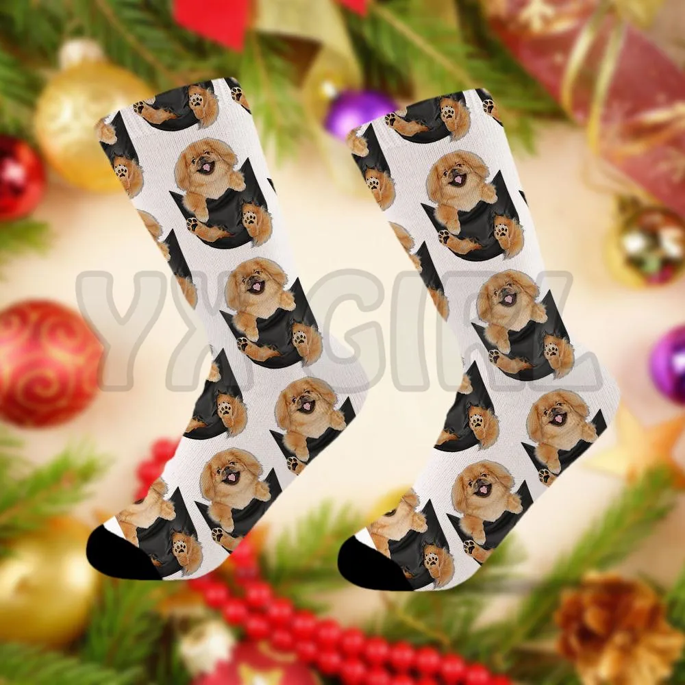 Pekingese In Pocket Socks  3d Printed socks High Socks Men Women high quality long socks Novelty socks