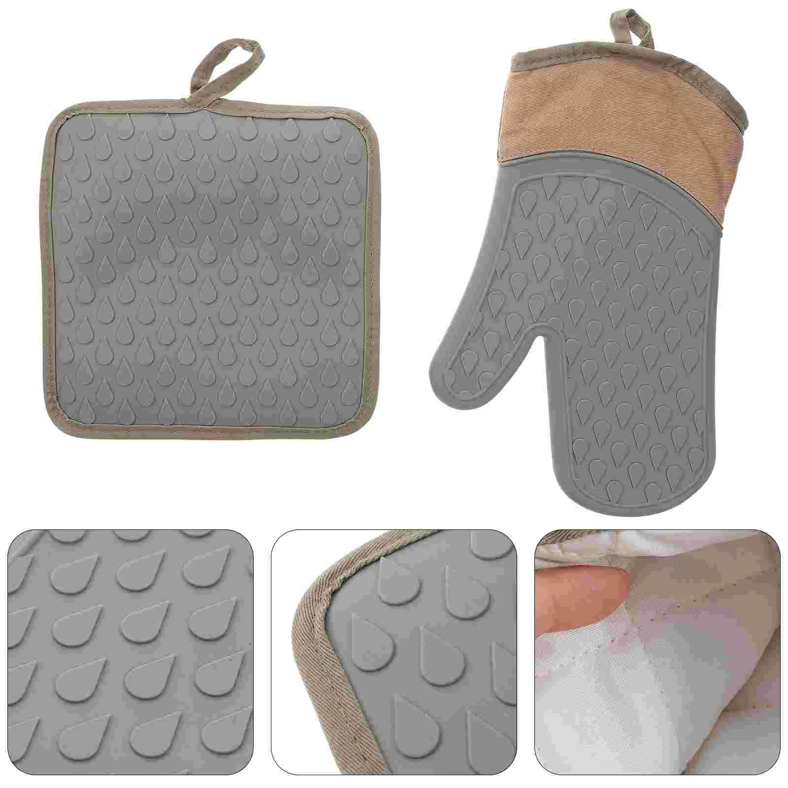 

1 Set Heat Insulated Glove Oven Pot Holder Glove Heat Resistant Mitts Scald Mitts Oven Mitts