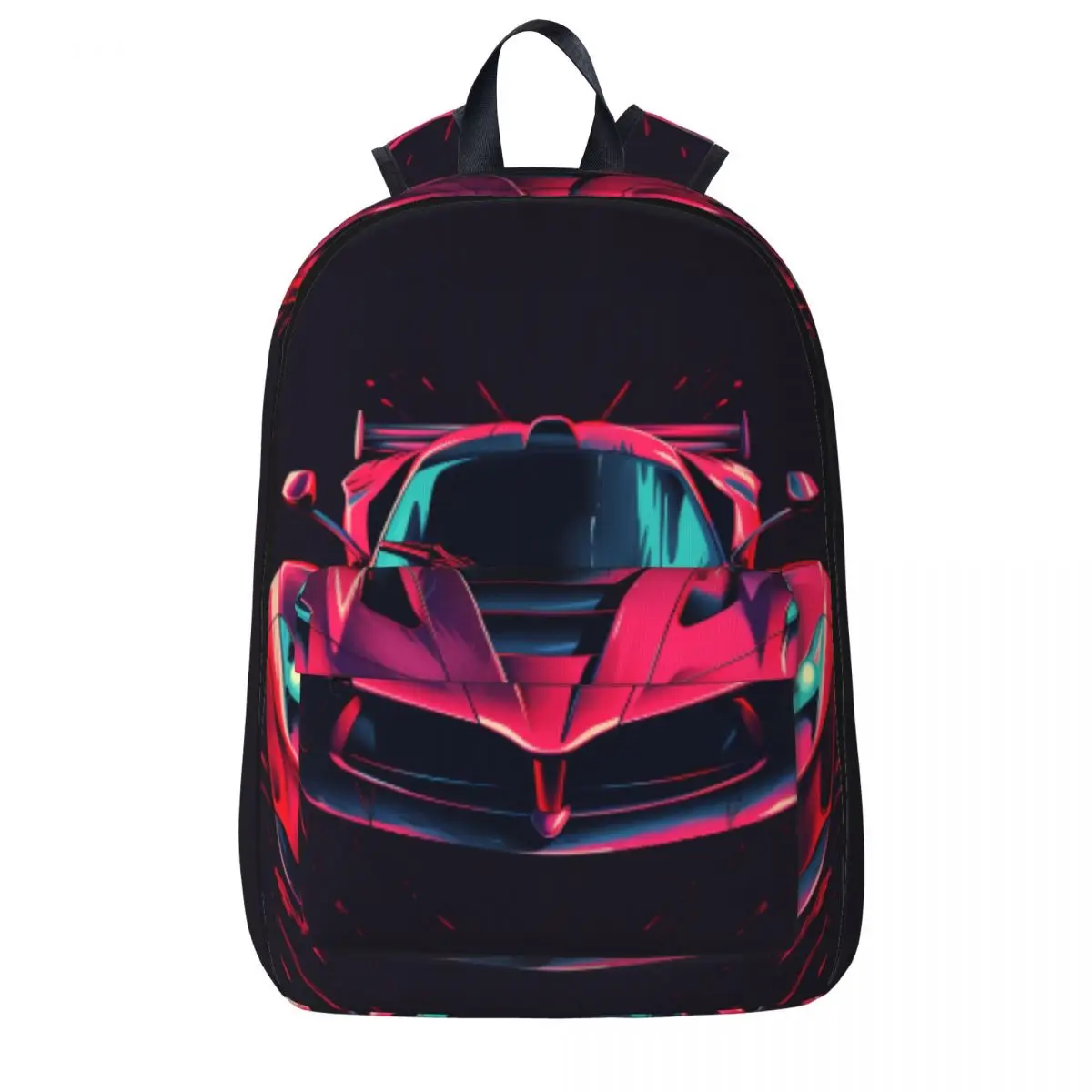 

Passionate Sports Car Backpack Vibrant Tones Vintage Outdoor Style Backpacks Teen Designer Pattern School Bags Cool Rucksack