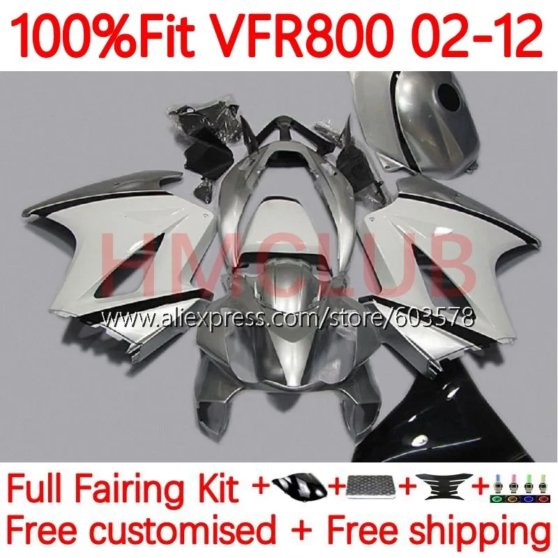 

Комплект перехвата для HONDA VFR800 VFR 800 RR CC VFR800RR 02 03 04 05 06 07 2008 2009 2010 2011 2012 обтекатель 121No.21 серебристо-черный
