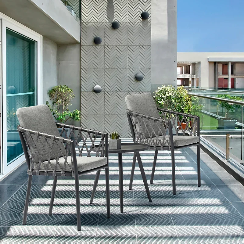 

Youlan Outdoor Vine Weaving Tables and Chairs Outdoor Courtyard Balcony Garden Leisure Three Piece Aluminum