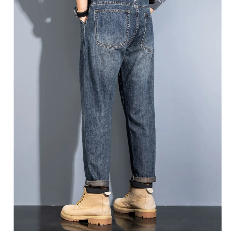 Streetwear Men Vintage Recreational Blue Jeans 2022 Fashion New Pattern Versatile Loose Straight Cylinder Trousers Autumn Female