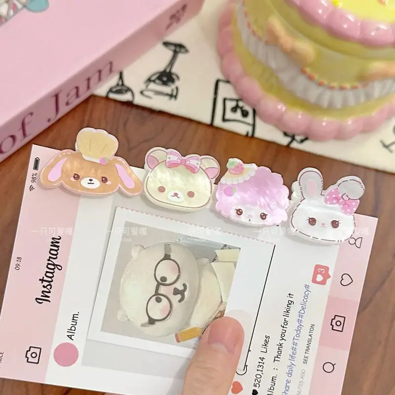 Фото Заколка для волос Sanrio Q Version, двусторонняя, акриловая, с мультяшными персонажами Sugarbunnies, мини-заколка для челки, украшение для прически, подарок №1