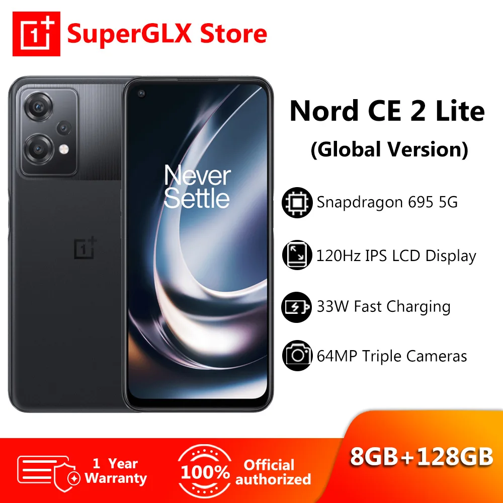 Original OnePlus Nord CE 2 Lite Snapdragon 695 5G Smartphones 33W Fast Charge 120Hz display 64MP Cameras Android 12 Mobile Phone