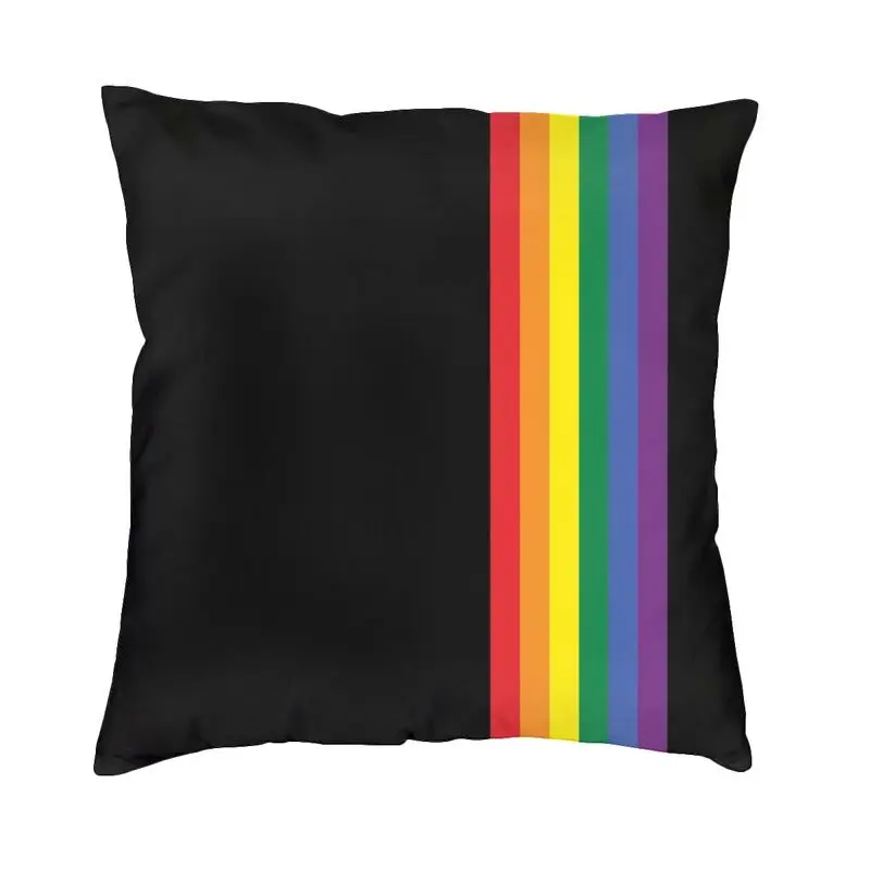 

Rainbow Pride LGBT Strip Cushion Cover 45x45cm GLBT Gay Lesbian Velvet Luxury Pillow Case Home Decoration