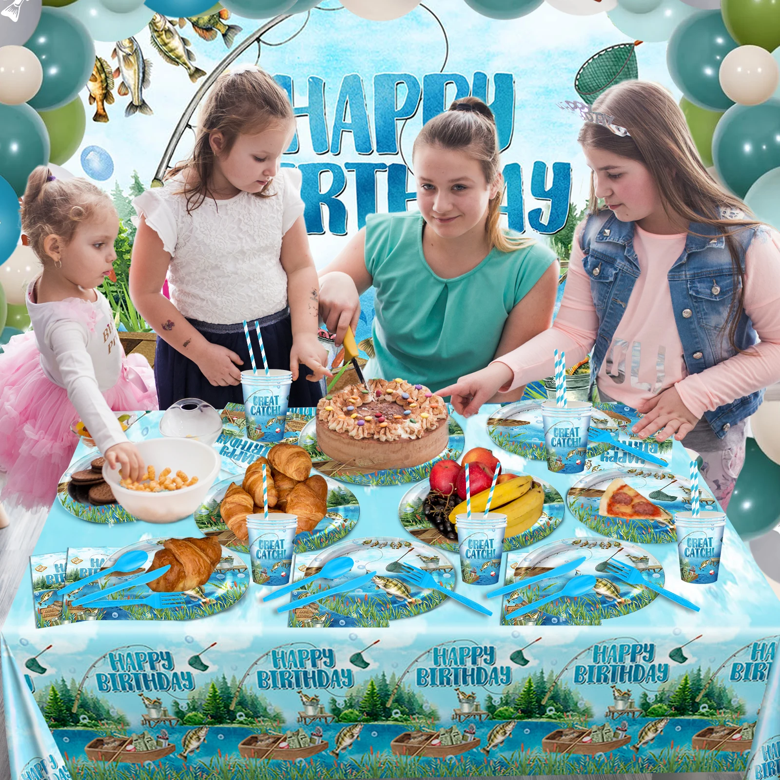 Фон для фотосъемки с изображением рыбалки