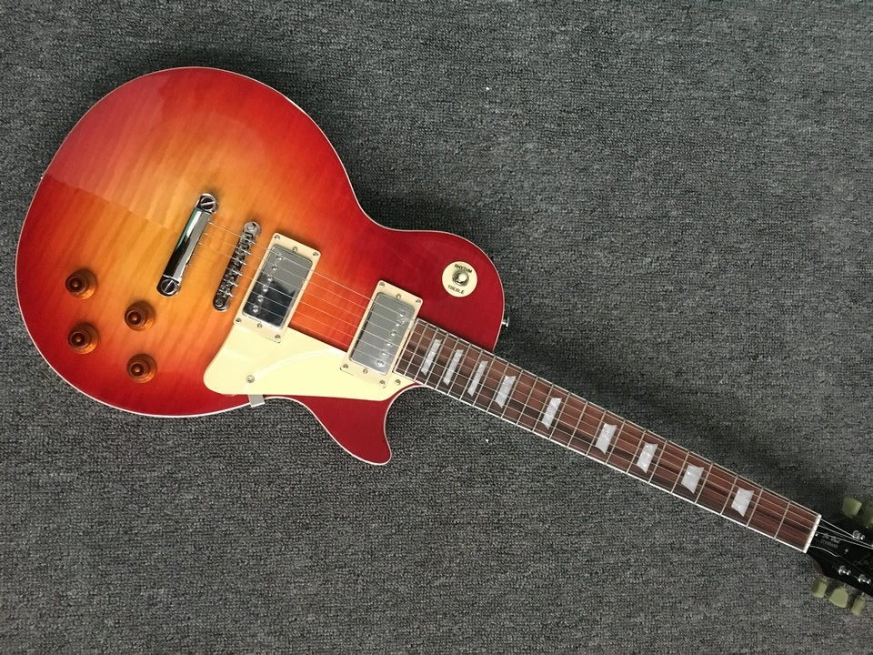 

LP Electric Guitar with Flame Maple top,High Quality Pickups and Cherry Sunburst CS Color