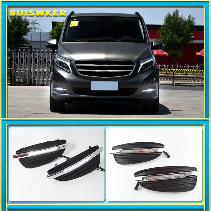 

2PCS LED Daytime Running Light For Mercedes Benz V-Class Vito V250 V260 2016 2017 2018 2019 Car Accessories 12V DRL Fog Lamp