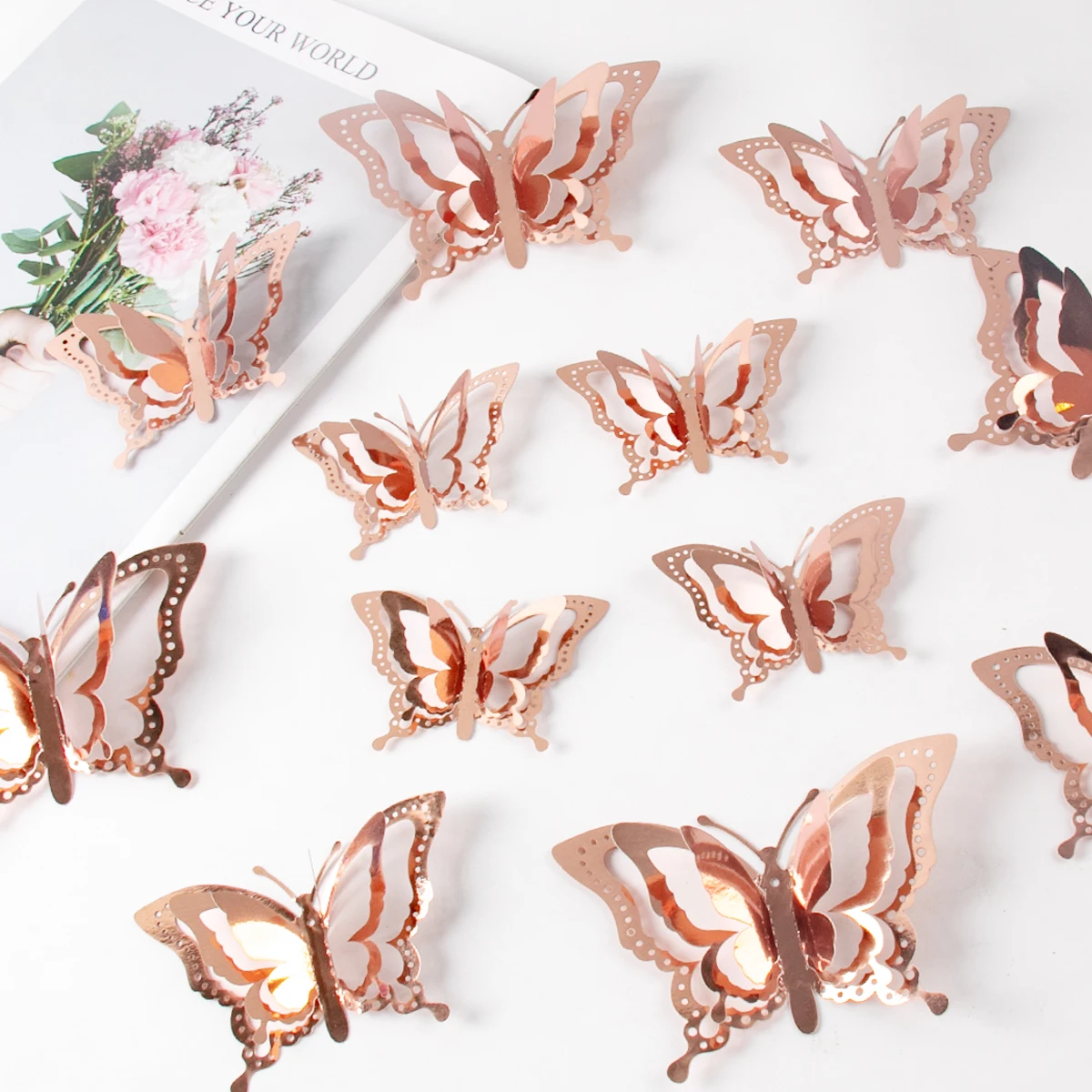3D лазерная наклейка на стену бабочка 12/24 шт.