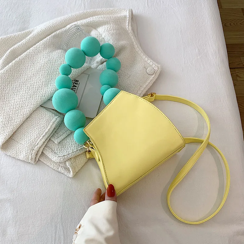 

Yellow Crossbody Bag for Women Quality Leather Handbags Fashion Beading Mini Underarm Shoulder Bag Female Party Clutch handbags