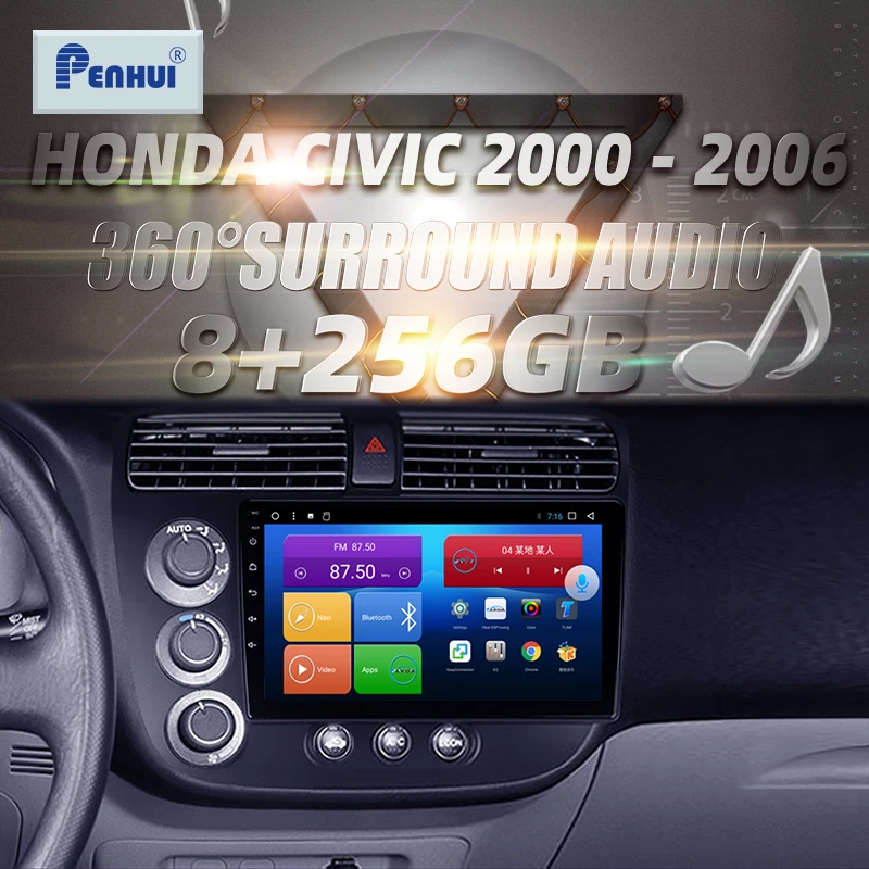 

HIFI для Honda Civic 2000 - 2006 автомобильный радиоприемник, мультимедийный видеоплеер, навигатор GPS Android, двойной din