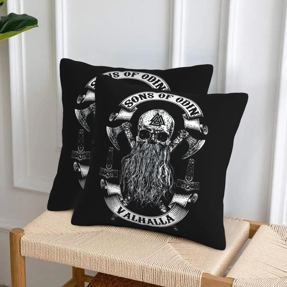 Фото See You In Valhalla Skull Viking 2-х шт. квадратная наволочка наволочка Декор подушки удобная декоративная подушка для домашнего автомобиля №1