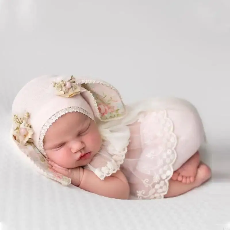 Фото 3pc/set Baby Photoshoots платья юбка из тюля животное ушная шляпа хлопковые новорожденные шорты L8rb №3