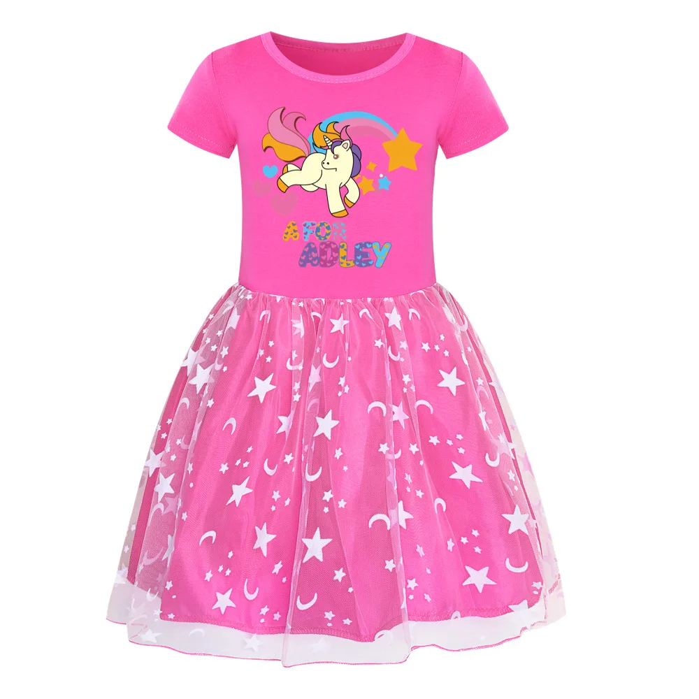 

Girls Clothes 2023 New Summer Princess Dresses short Sleeve Kids Dress A for Adley Party Baby Dresses for Children Clothing 2-8Y