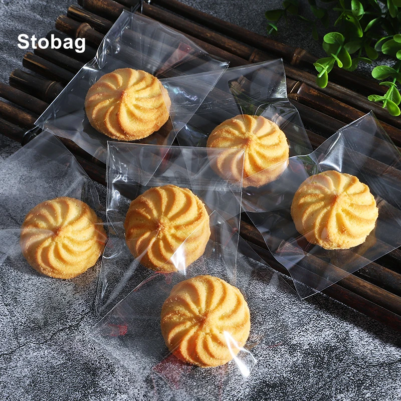 

StoBag 100pcs OPP Plastic Small Cookies Packaging Bags Self-adhesive Clear Sealed Baking Biscuit Cake DIY Handmade Favors Party