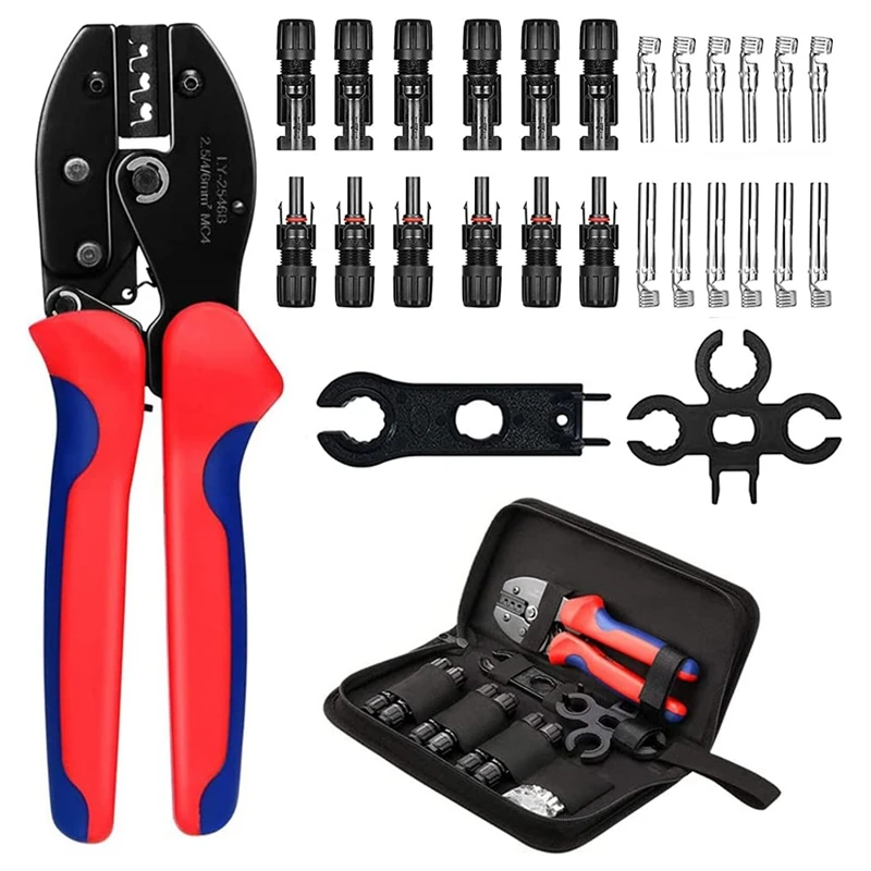 

Solar Crimping Kit, Crimper Pliers For 2.5/4.0/6.0Mm² Solar Panels, Crimping Tools+12 Male Female Solar Cable Connector