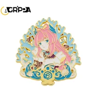 agrippa game genshin impact brooches badges pins for backpacks anime figure metal enamel brooch for women jewelry accessories