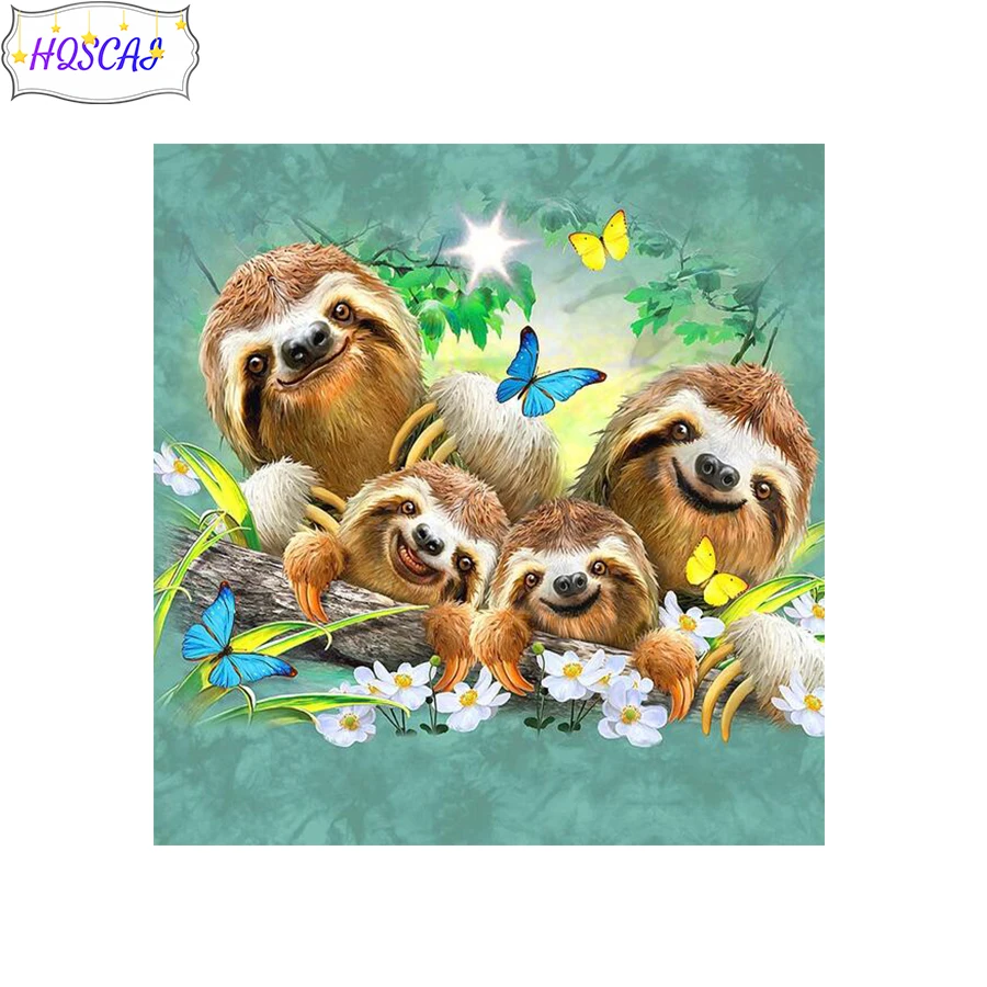 

Алмазная 5D картина «сделай сам», полная круглая мозаика с изображением ленивого бабочки, животного, стразы, украшение для дома